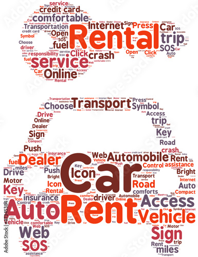 Illustration: car rental symbol tag cloud illustration car rental symbol tag cloud illustration