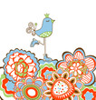 Flowers and bird decoration