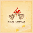 Retro Christmas card, vintage style worn paper background vector