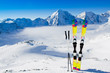 Ski, skiing, winter, snow and sun - space for text