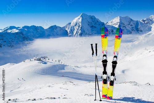 Photo: Ski, skiing, winter, snow and sun - space for text Ski, skiing, winter, snow and sun - space for text