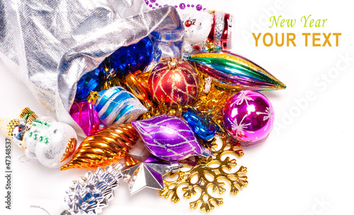 Photo: New year background with colorful decorations New year background with colorful decorations