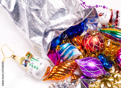 Photo: New year background with colorful decorations New year background with colorful decorations