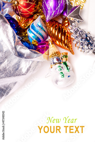 Photo: New year background with colorful decorations New year background with colorful decorations