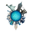 Planet Manhattan, New York City. USA. Isolated on white.