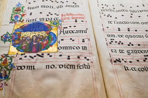 Photo: medieval folio with choral note medieval folio with choral note