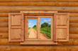 Country road it is visible from a window in  rural house