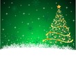 Vector: Green snow background. Gold Fir-tree. Green snow background. Gold Fir-tree.