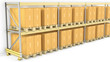 Illustration: Row of pallet racks with boxes Row of pallet racks with boxes