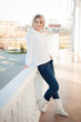 Full length portrait of fashion young blond woman