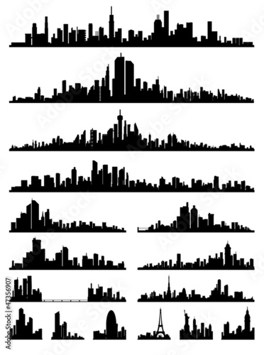 Vector: set of detailed city silhouette vector set of detailed city silhouette vector