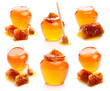 Photo: Collage from honey and honeycombs Collage from honey and honeycombs