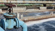 Big valve on blue pipe of oxigen to aeration sluge water