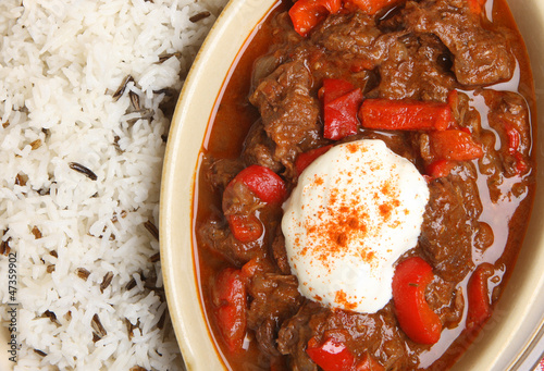 Photo: Hungarian Goulash with Rice and Sour Cream Hungarian Goulash with Rice and Sour Cream