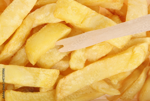 Photo: Chips with Chip Fork Takeaway Chips with Chip Fork Takeaway