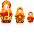 Three Russian tradition matryoshka dolls in hohloma style