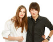 Young couple isolated on white background