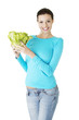 Attractive smiling woman with fresh salat