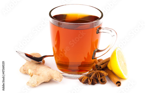 Photo: Cup of tea isolated on white Cup of tea isolated on white