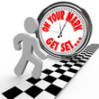 On Your Mark Get Set Go Person Racing Clock Time