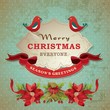 Vintage christmas frame background  with birds