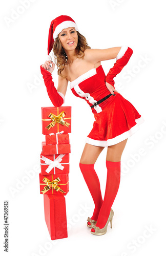 Photo: Isolated young christmas girl Isolated young christmas girl