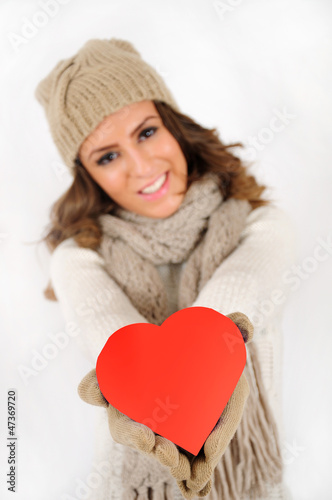 Photo: Young girl with heart Young girl with heart
