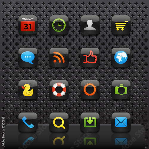 Vector: Mobile interface with color icons template Mobile interface with color icons template