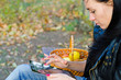 Young girl using her tablet