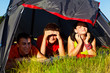 In a tourist tent