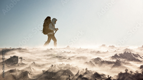 Photo: Hiker in winter mountains Hiker in winter mountains
