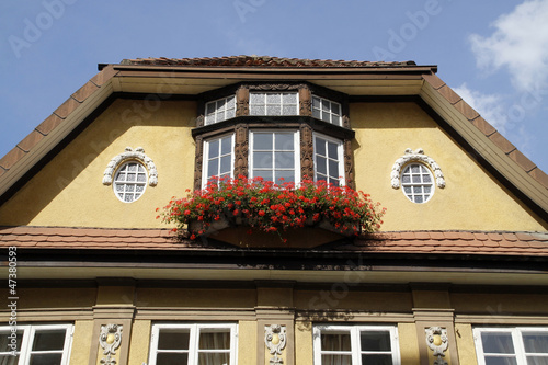 Photo: Haus mit Geranien in der Osterstrasse in Hameln Haus mit Geranien in der Osterstrasse in Hameln