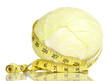 cabbage with measuring tape isolated on white
