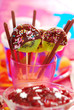kiwi lollipops poured chocolate on party for children