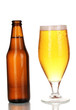 Bottle and glass of beer isolated on white