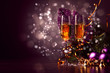 Glasses of champagne at new year party