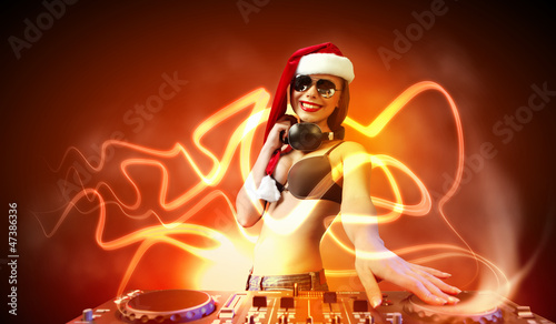 Photo: Female dj in christmas wear Female dj in christmas wear