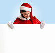 santa girl with a blank banner