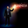 Businessman with light shining