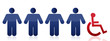 row of people and handicap
