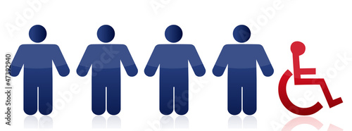 Illustration: row of people and handicap row of people and handicap