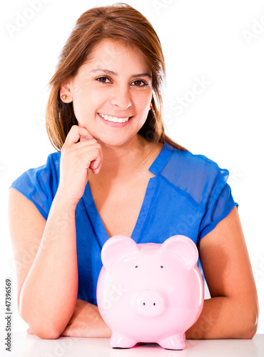 Photo: Woman with a piggybank Woman with a piggybank