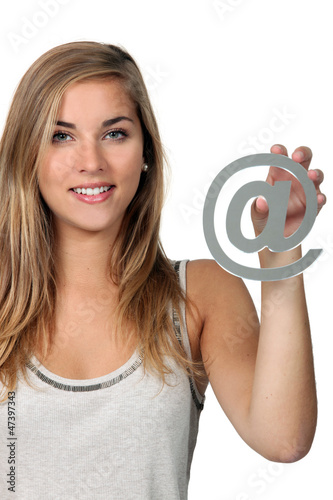 Photo: woman with Internet symbol woman with Internet symbol