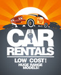 Car rentals design template with retro car