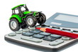 Traktor, Rotstift und Taschenrechner