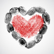 Vector heart, man and woman fingerprint, valentine icon