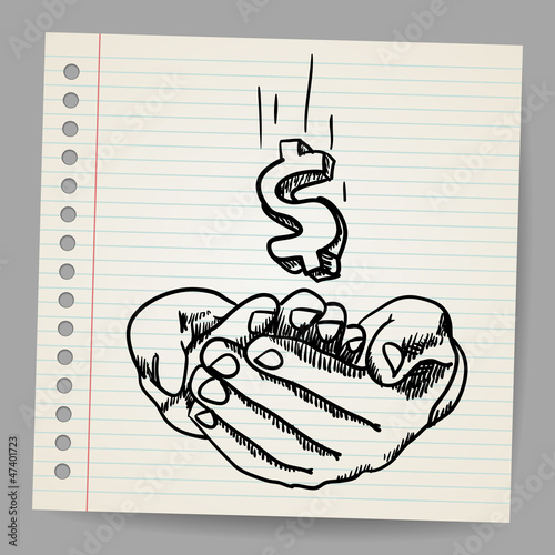 Vector: hand with dollar symbol hand with dollar symbol