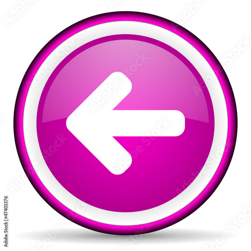 Illustration: arrow left violet glossy icon on white background arrow left violet glossy icon on white background