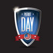 American flag words patriot day september 11, 2001 on shield