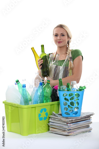 Photo: Bottles and paper recycling Bottles and paper recycling